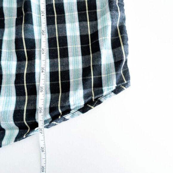 Billabong Mens Casual Button Down Shirt Short Sleeve Plaid Green Black Medium - Picture 5 of 6